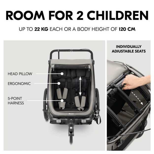 Hauck N Walk Duo child bike trailer light grey