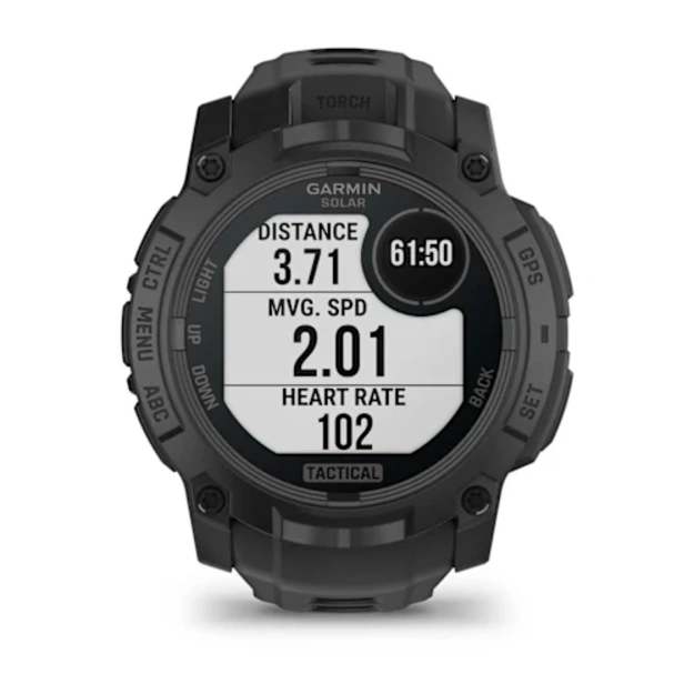 Garmin Instinct&reg; 3 &ndash; 50 mm, Solar, Tactical Edition i&scaron;manusis sportinis laikrodis (Juodos spalvos)
