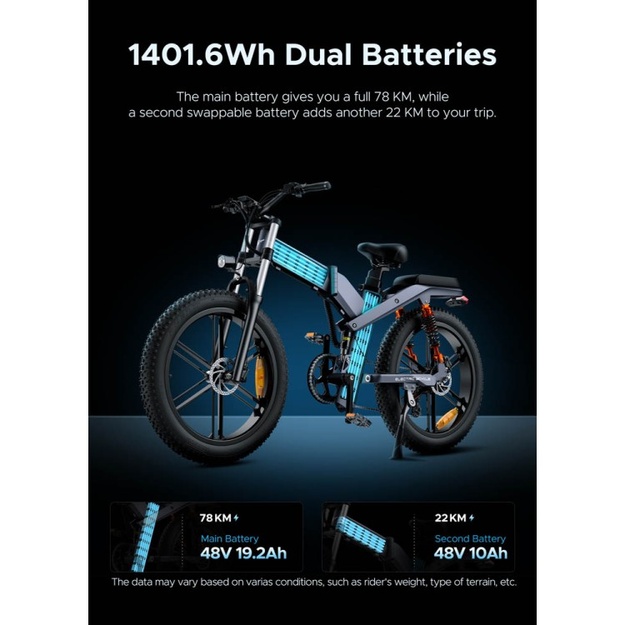 Bicycle 26  electric Engwe X26 double battery black