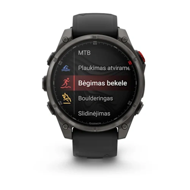 Garmin fēnix&reg; 8 Pro 47 mm, AMOLED Sapphire DLC Titanium i&scaron;manusis sportinis laikrodis (Pilkos anglies spalvos) 