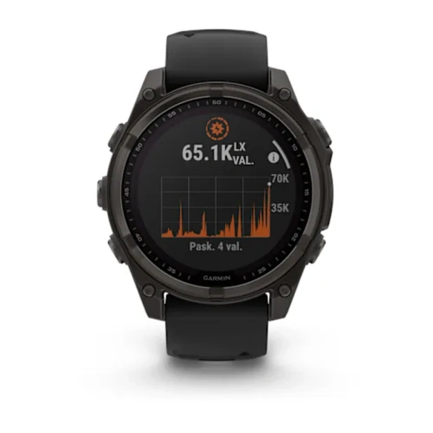 Garmin fenix 8 47mm Solar Sapphire i&scaron;manusis sportinis laikrodis (Juodos spalvos)