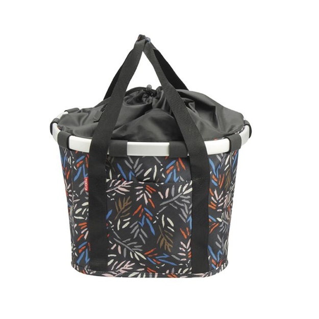 Krep&scaron;ys ant dviračio vairo Bikebasket juodas su lapais 35x28x26 cm 15L