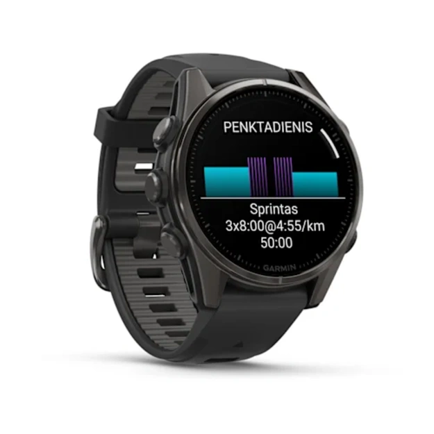 Garmin fēnix 8 43 mm, AMOLED Sapphire, DLC Titanium (Pilkos anglies spalvos)
