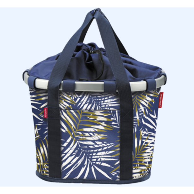 Bike handlebar bag Bikebasket blue with palm trees 350x280x260 mm 15L