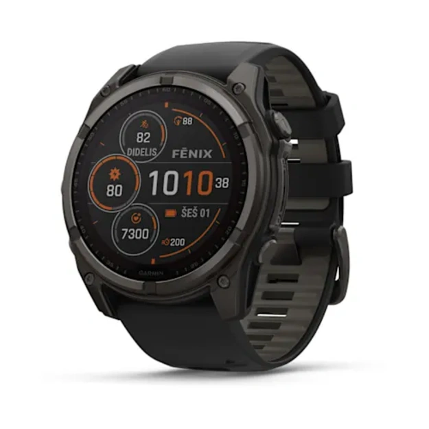 Garmin fenix 8 - 51 mm, Solar, Sapphire, DLC titanium i&scaron;manusis sportinis laikrodis (Carbon Grey Spalvos)