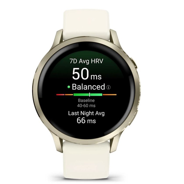 Garmin Venu&reg; 4 &ndash; 41 mm Lunar Gold with Bone Silicone i&scaron;manusis laikrodis