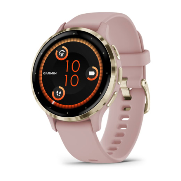 Garmin Venu&reg; 3S i&scaron;manusis sportinis laikrodis (&Scaron;viesaus aukso / Pilkai rausvos spalvos)